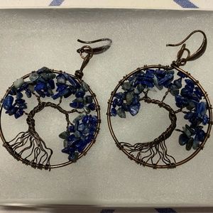 Lapis Lazuli Handcrafted Tree Earrings